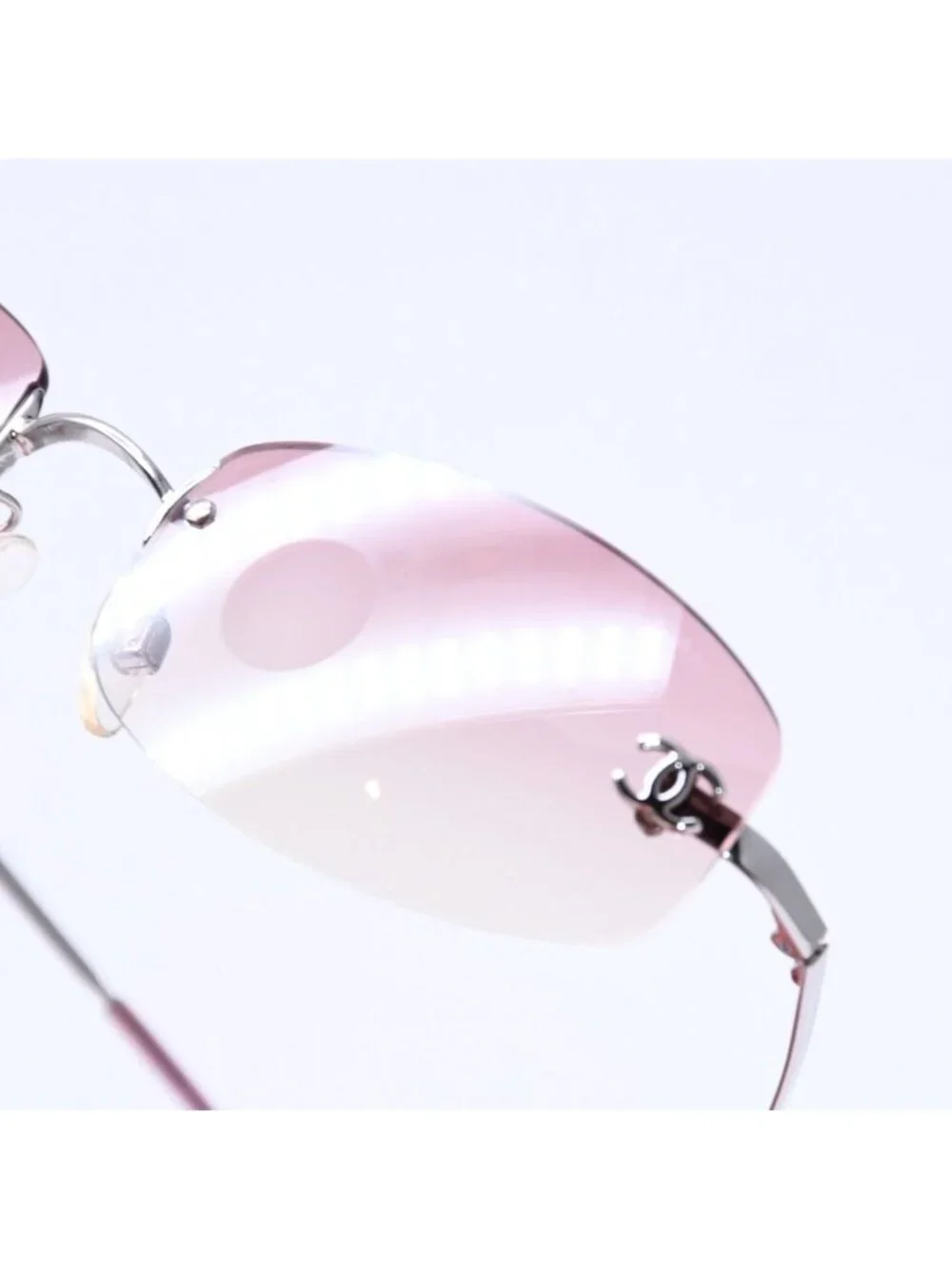 Chanel Rimless Sunglasses Eyewear CC Logo Pink Gradation